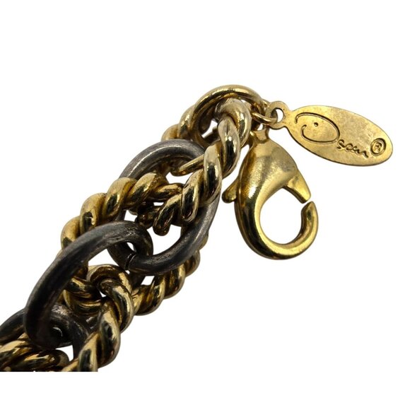 Oscar de la renta bracelet Chunky Two-Tone Chain texture Lobster Clasp - Picture 3 of 4